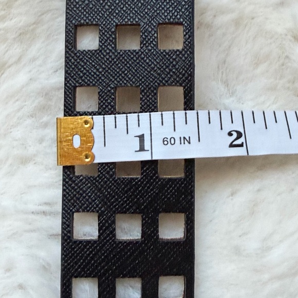 Chic Black Square-Cut Perforated Casual Faux  Leather Belt-M/L - Picture 7 of 7